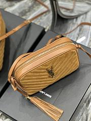 YSL Brown Quilted Suede Lou Camera Bag - 4