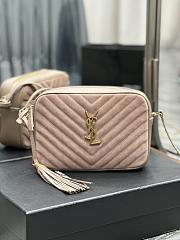 YSL Nude Pink Quilted Suede Lou Camera Bag - 1