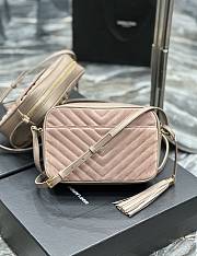 YSL Nude Pink Quilted Suede Lou Camera Bag - 3