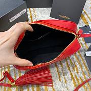 YSL Red Quilted Suede Lou Camera Bag - 5