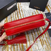 YSL Red Quilted Suede Lou Camera Bag - 3