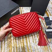 YSL Red Quilted Suede Lou Camera Bag - 2