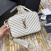 YSL White Quilted Suede Lou Camera Bag - 1