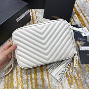 YSL White Quilted Suede Lou Camera Bag - 5