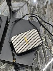 YSL Black White Quilted Leather Lou Camera Bag - 5