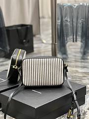 YSL Black White Quilted Leather Lou Camera Bag - 4