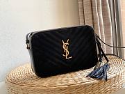 YSL Black Quilted Suede Lou Camera Bag - 1