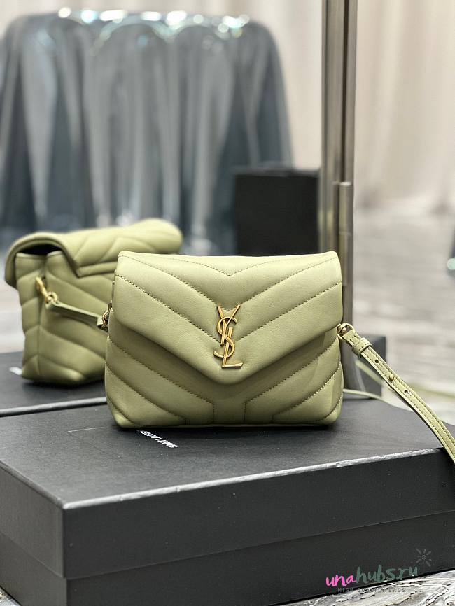 YSL Loulou Bag Y-Quilted mini green leather bag - 1