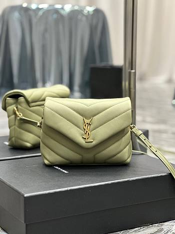 YSL Loulou Bag Y-Quilted mini green leather bag