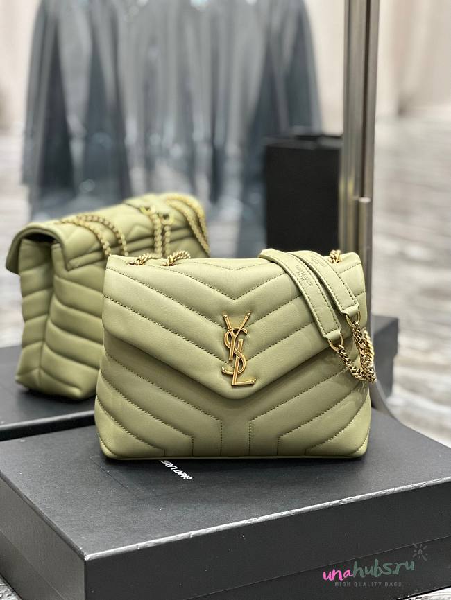 YSL Loulou Bag Y-Quilted Small green leather bag - 1