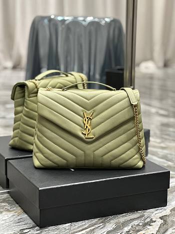 YSL Loulou Bag Y-Quilted Large green leather bag