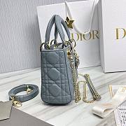 Dior Lady Small Light Blue Leather Bag - 5