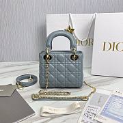 Dior Lady Small Light Blue Leather Bag - 4