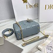 Dior Lady Small Light Blue Leather Bag - 3