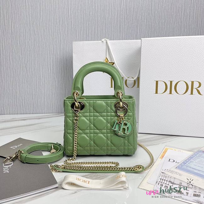 Dior Lady Small Green Leather Bag - 1