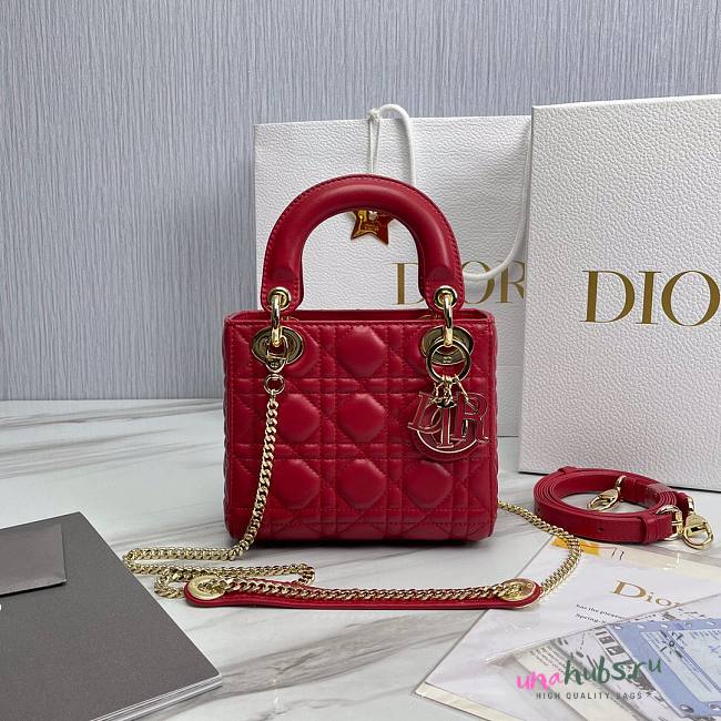 Dior Lady Small Red Leather Bag - 1