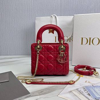 Dior Lady Small Red Leather Bag