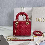 Dior Lady Small Red Leather Bag - 2