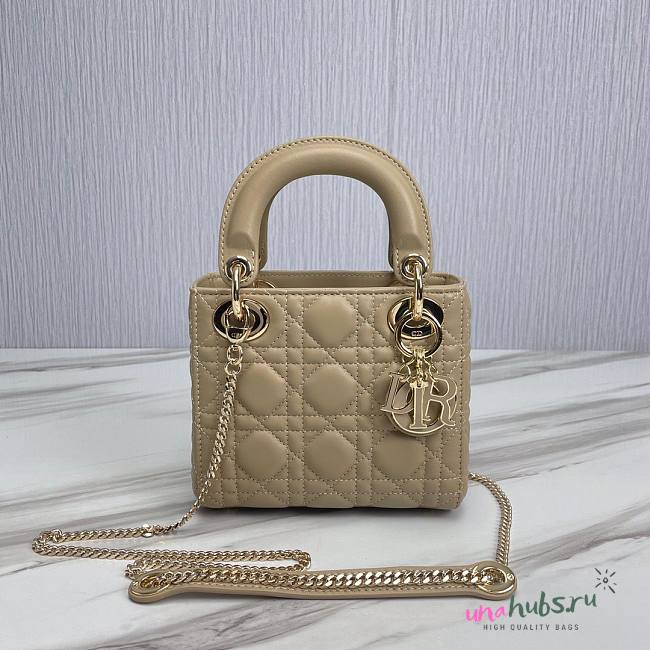 Dior Lady Small Beige Leather Bag - 1