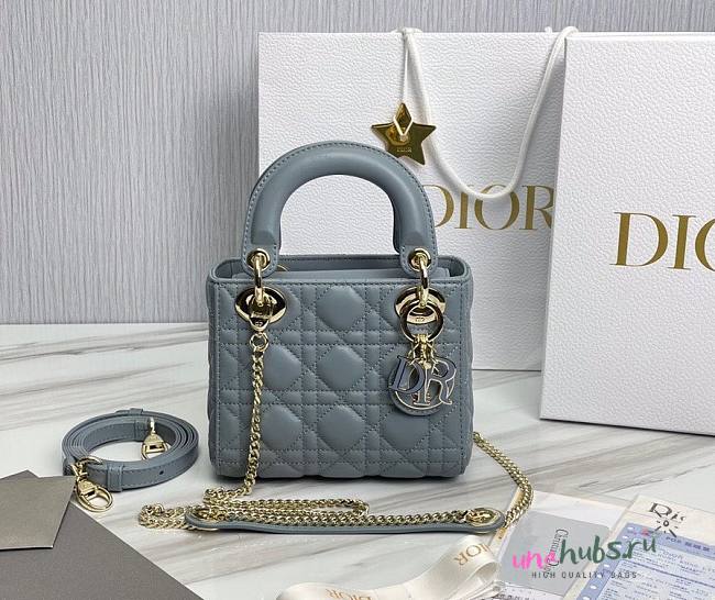 Dior Lady Small Light Blue Leather Bag - 1