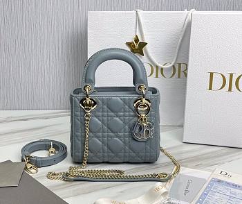 Dior Lady Small Light Blue Leather Bag