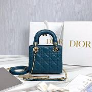 Dior Lady Small Blue Leather Bag - 4