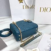 Dior Lady Small Blue Leather Bag - 5