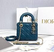 Dior Lady Small Blue Leather Bag - 1