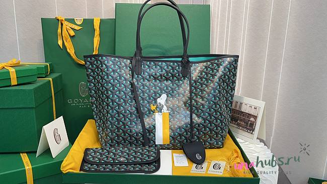 Goyard Black Goyardine Coated Canvas St. Louis GM Tote - 1