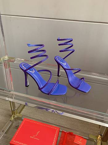 Rene Caovilla Cleo Crystal Lilac Blue Sandals 105 