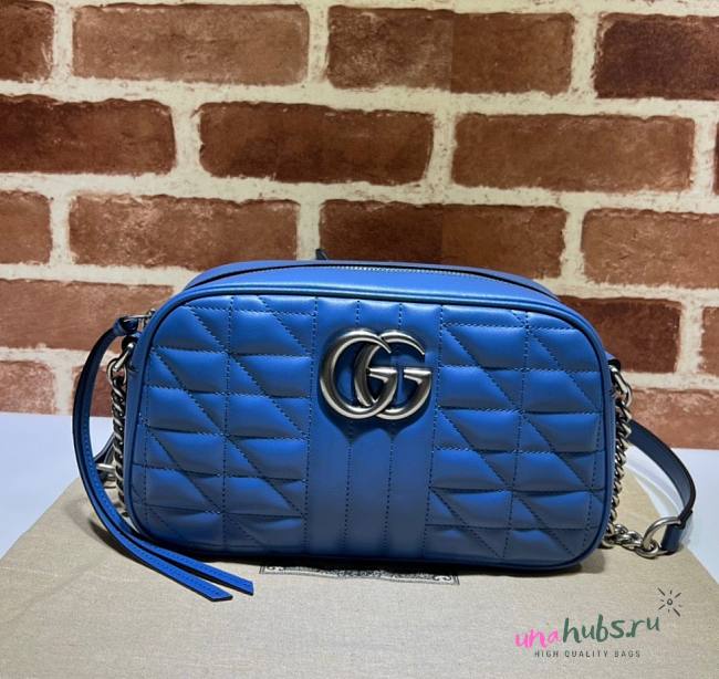 Gucci GG Marmont Blue Canvas Leather Bag - 1