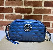 Gucci GG Marmont Blue Canvas Leather Bag - 1