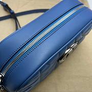 Gucci GG Marmont Blue Canvas Leather Bag - 5