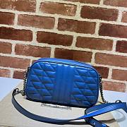 Gucci GG Marmont Blue Canvas Leather Bag - 2