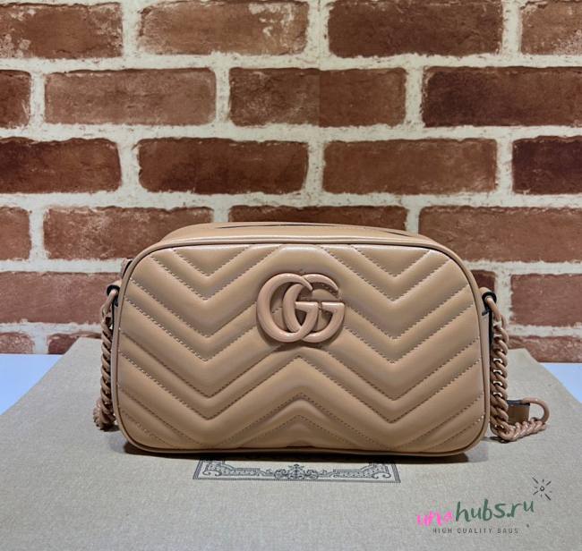 Gucci GG Marmont Beige Canvas Leather Bag - 1