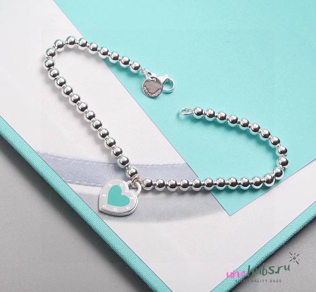 Tifany Sterling Silver Blue Heart Tag Bracelet - 1