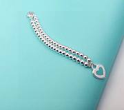 Tifany Sterling Silver Blue Heart Tag Bracelet - 6