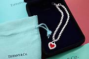 Tifany Sterling Silver Red Heart Tag Bracelet - 1