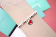 Tifany Sterling Silver Red Heart Tag Bracelet - 6