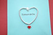 Tifany Sterling Silver Red Heart Tag Bracelet - 5