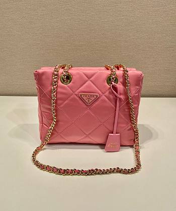 Prada Pink Quilted Tessuto Nylon Shopper Tote