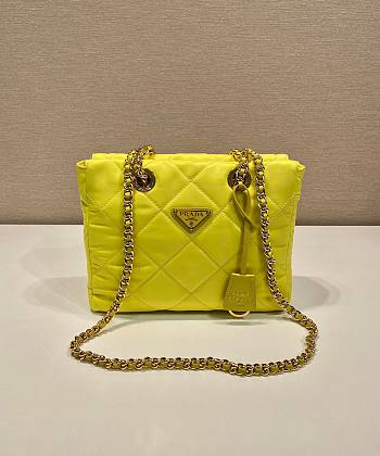 Prada Yellow Quilted Tessuto Nylon Shopper Tote