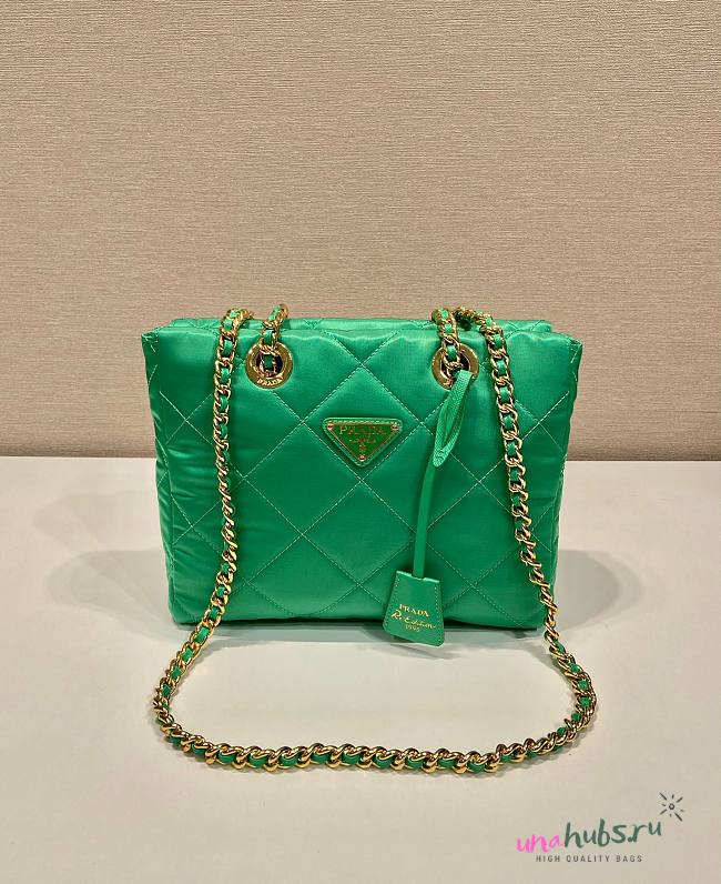 Prada Green Quilted Tessuto Nylon Shopper Tote  - 1