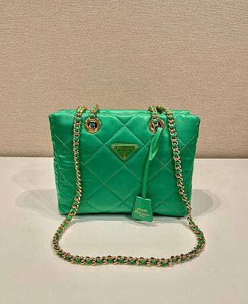 Prada Green Quilted Tessuto Nylon Shopper Tote 