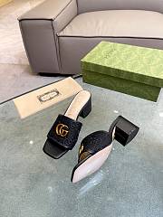 Gucci GG canvas embroidery black high sandal - 3