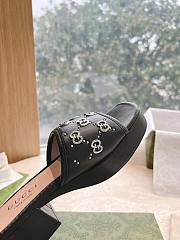 Gucci GG embellished black leather platform sandals - 3