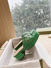 Gucci GG embellished green leather platform sandals - 6