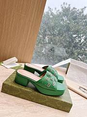 Gucci GG embellished green leather platform sandals - 3