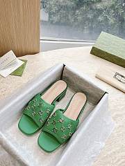 Gucci GG embellished green leather platform sandals - 2