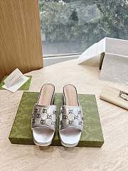 Gucci GG embellished silver leather platform sandals - 5